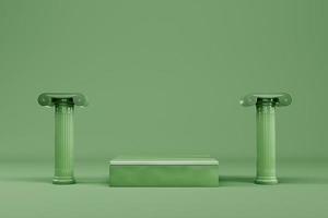 Abstract minimal background. Cylindrical platform with ancient pillars for product display photo