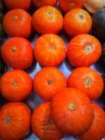 Defocused abstrack background of fresh fruits on display rack photo