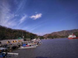 Abstract blurred background of boats at the pier photo