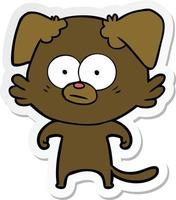 sticker of a nervous dog cartoon vector