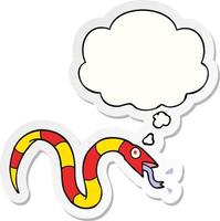 cartoon snake and thought bubble as a printed sticker vector