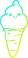 cold gradient line drawing cartoon ice cream vector