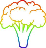 rainbow gradient line drawing Cartoon broccoli vector