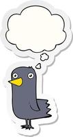 cartoon bird and thought bubble as a printed sticker vector