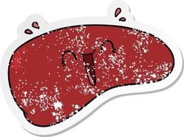 distressed sticker of a cartoon healthy liver vector