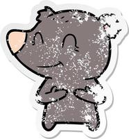 distressed sticker of a friendly bear cartoon vector