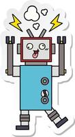 sticker of a cute cartoon crazy broken robot vector