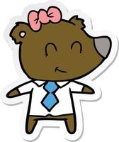 sticker of a female bear in work clothes vector