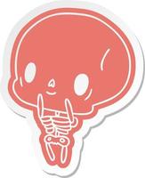 cartoon sticker kawaii cute dead skeleton vector