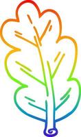 rainbow gradient line drawing cartoon leaf vector