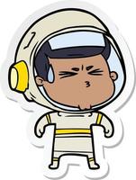 sticker of a cartoon stressed astronaut vector