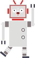 flat color retro cartoon angry robot vector