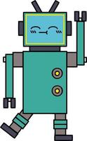 cute cartoon happy robot vector