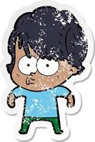 distressed sticker of a cartoon woman vector