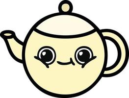 cute cartoon tea pot vector
