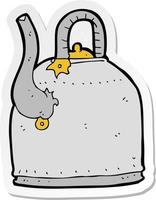 sticker of a old iron kettle cartoon vector