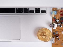 Bitcoin-Cash Digital cryptocurrency on notebook photo