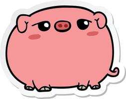 sticker of a cute cartoon pig vector