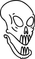 line drawing doodle of a skull head vector