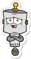 sticker of a cartoon robot vector