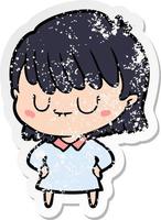 distressed sticker of a cartoon woman vector