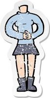 retro distressed sticker of a cartoon female body vector