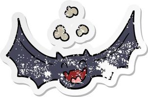 distressed sticker of a cartoon bat vector