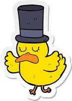 sticker of a cartoon duck wearing top hat vector