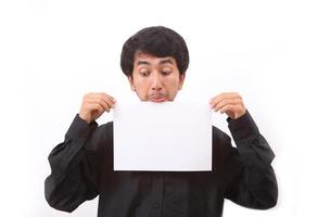 Young man furious over white background photo