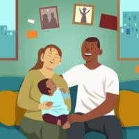 feliz concepto de familia interracial vector