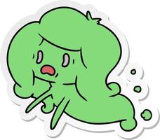 sticker cartoon of kawaii scary ghost vector