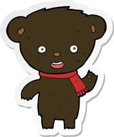 sticker of a cartoon cute black bear vector