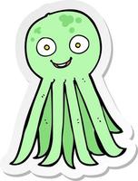 sticker of a cartoon octopus vector