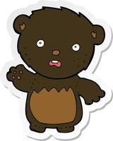 sticker of a cartoon worried black bear vector