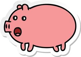 sticker of a cute cartoon pig vector