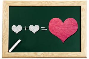 love or romantic relationship concept presented       on blackboard photo