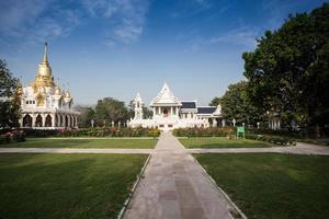 Nine tops pagoda, thai style at thai temple kushinagar, India photo