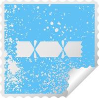 distressed square peeling sticker symbol christmas cracker vector