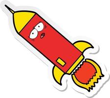 sticker of a cartoon rocket vector