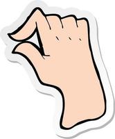 sticker of a cartoon pinching hand symbol vector