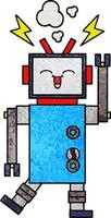 retro grunge texture cartoon robot vector