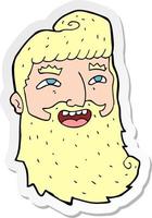 sticker of a cartoon laughing bearded man vector