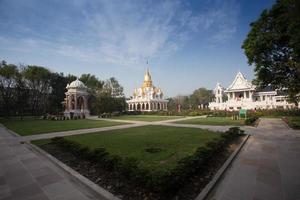 Nine tops pagoda, thai style at thai temple kushinagar, India photo