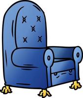 gradient cartoon doodle of a blue arm chair vector