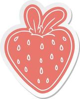 cartoon sticker of a fresh strawberry vector