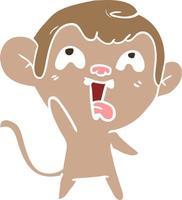 crazy flat color style cartoon monkey vector