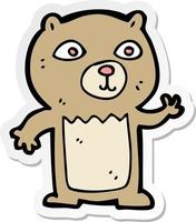 sticker of a cartoon waving teddy bear vector