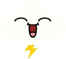 flat color retro cartoon thunder cloud vector