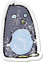 retro distressed sticker of a cartoon penguin vector