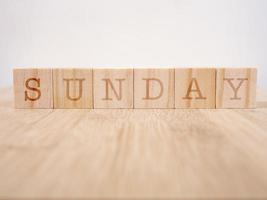 Wooden cubes with a hashtag and the word Sunday, social media concept photo